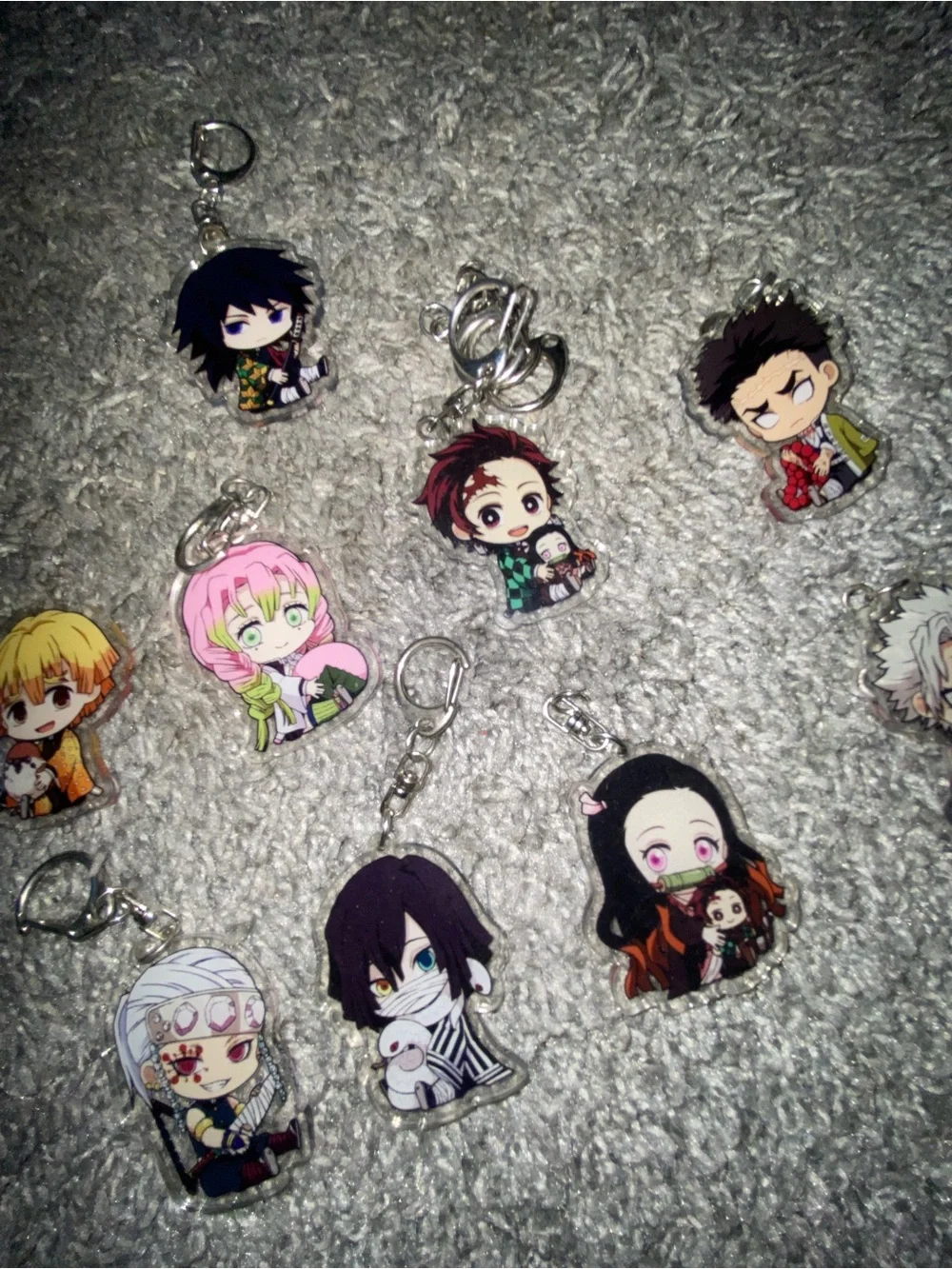 Anime Character Keychain Set - Pink, Black, Yellow & Multicolor Charms